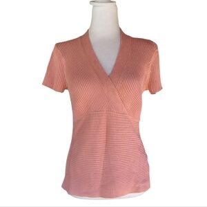 Worthington Salmon Pink Colored Silk Blend Surplice Top Size Large